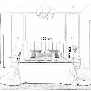 سرير فردي خشب موسكي مزود برأس سرير مبطن حديث بتصميم أنيق وقنوات رأسية باللون المناسب