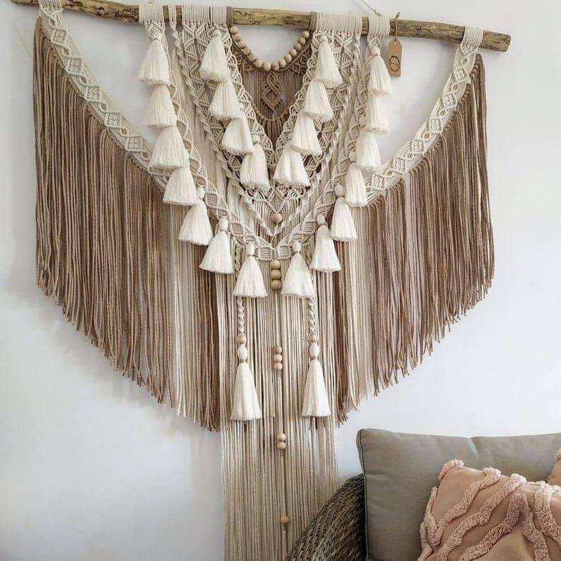 مكرمية حائط خشب، 120*150 سم