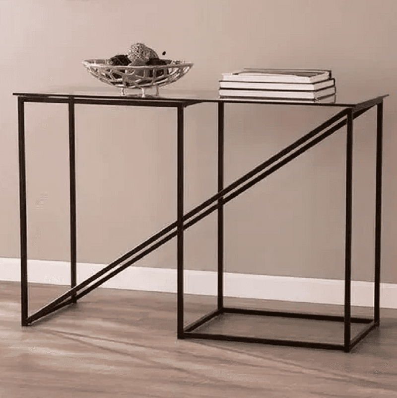 كونسول معدن بسطح زجاج، 120*35*90 سم
