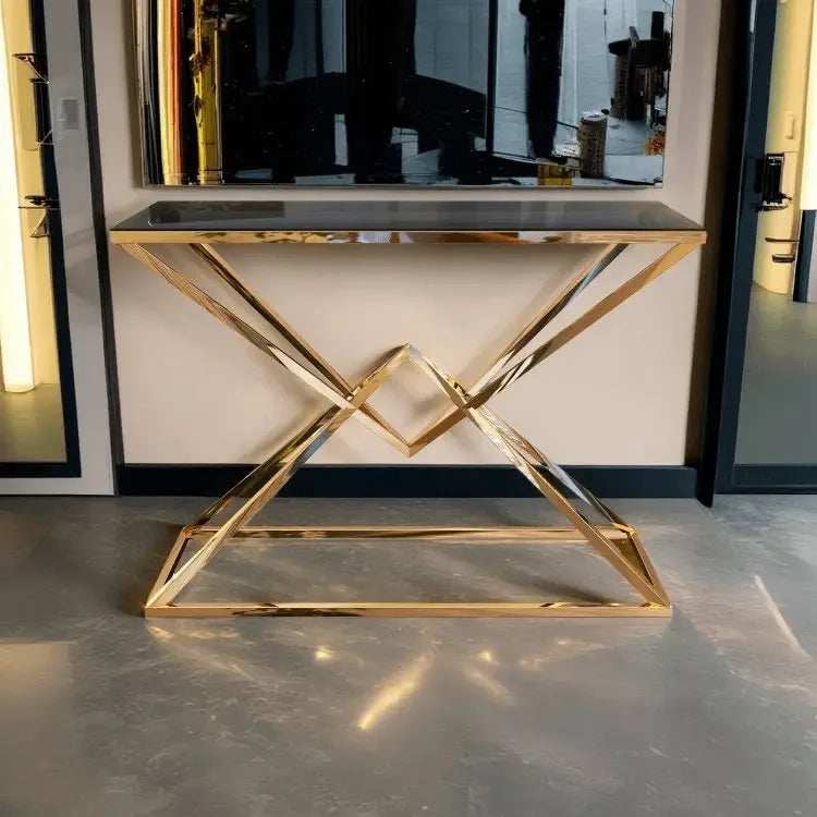 كونسول ستيل بسطح زجاج، 120*40*90 سم