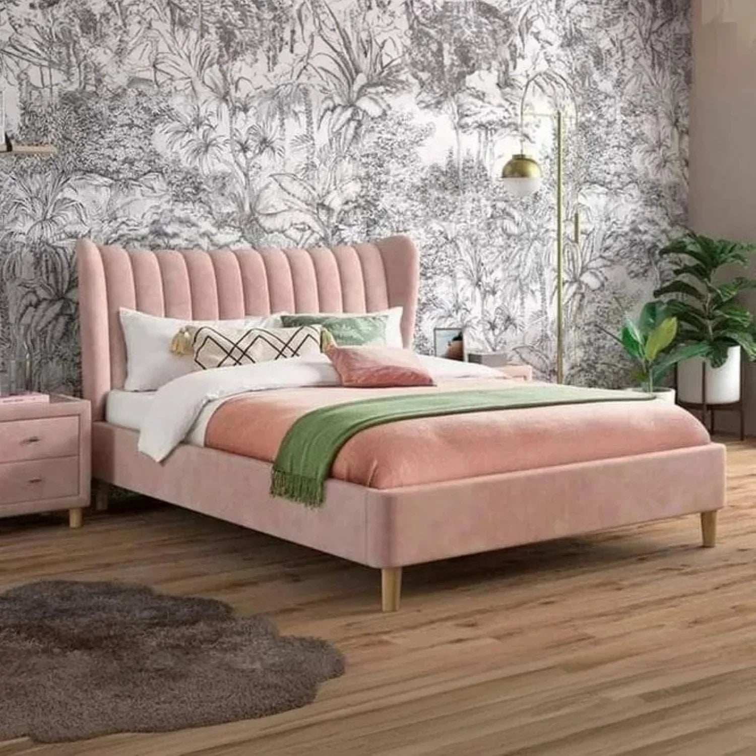 سرير فردي خشب زان أحمر، 120*200*120 سم