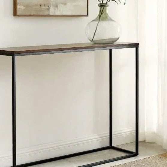 كونسول معدن بسطح خشب، 120*40*90 سم