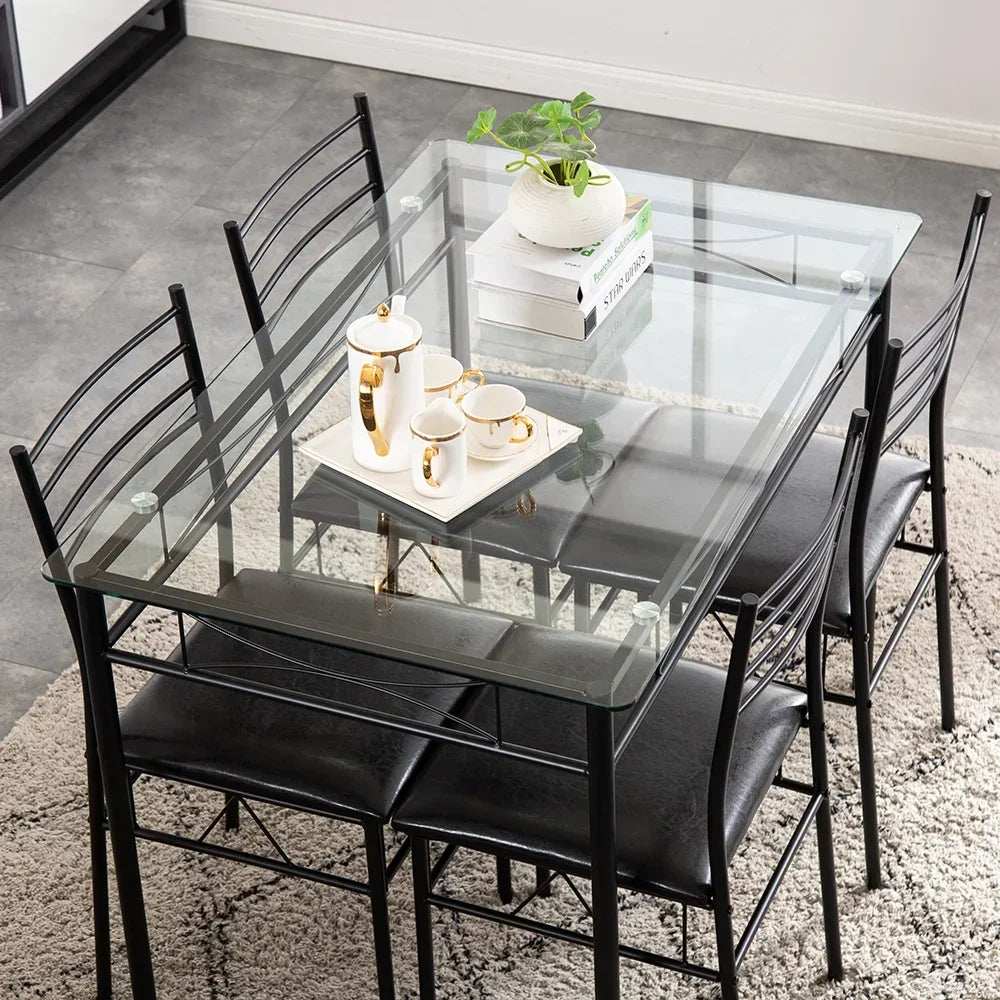 سفرة معدن و زجاج مع 4 كراسي - RON287 Royal Iron
