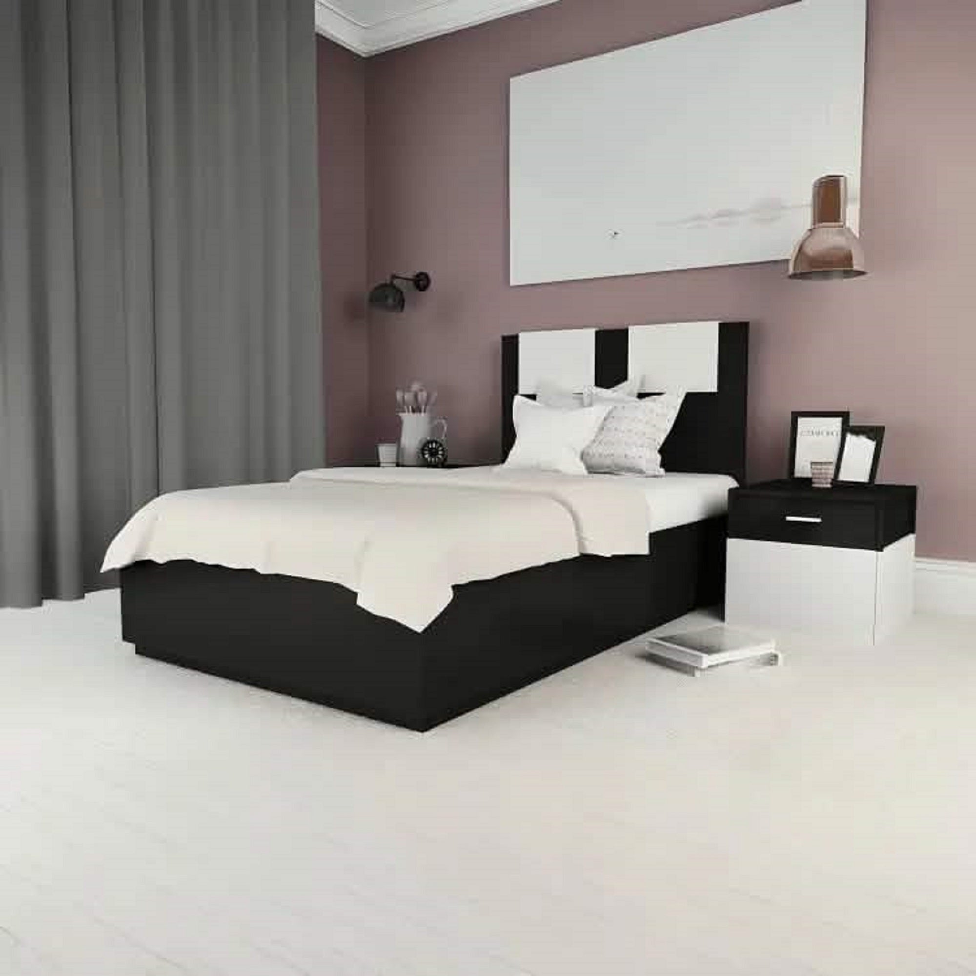 سرير خشب ام دي اف، 120*200*30 سم- أسود