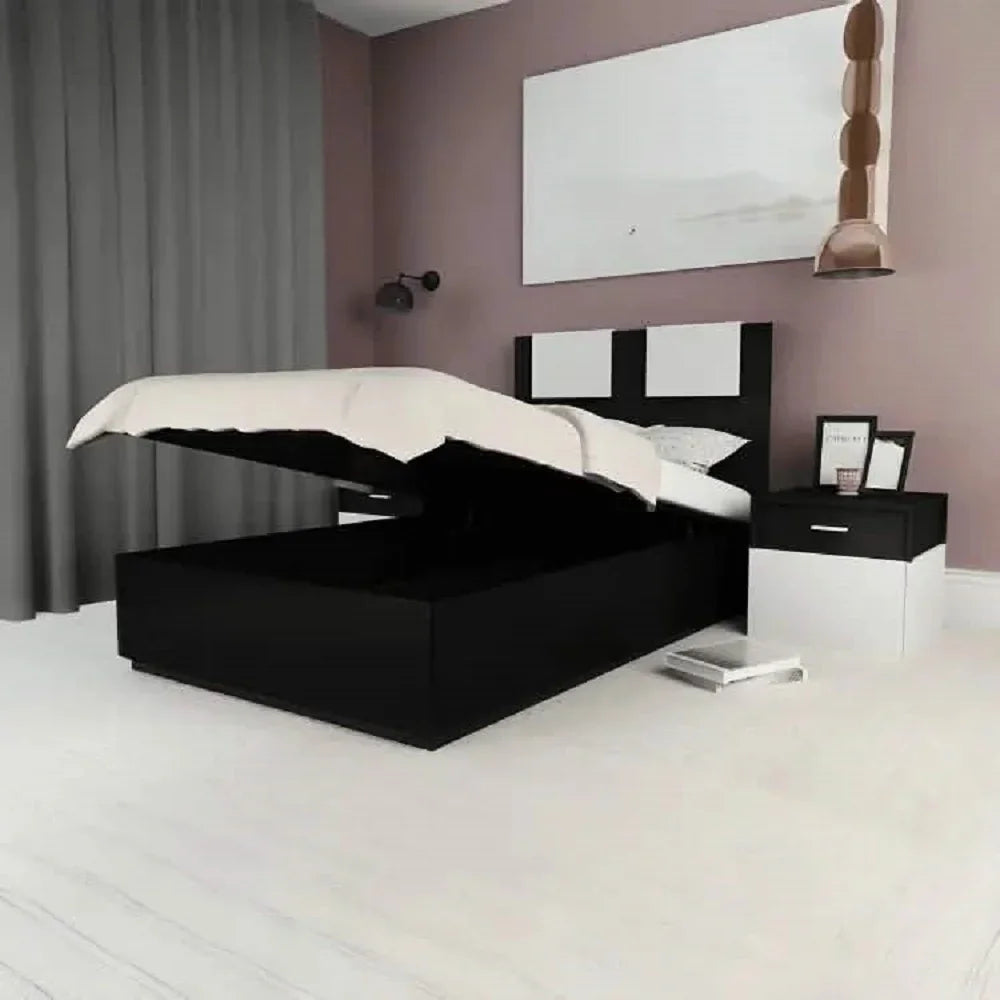 سرير خشب ام دي اف، 120*200*30 سم- أسود