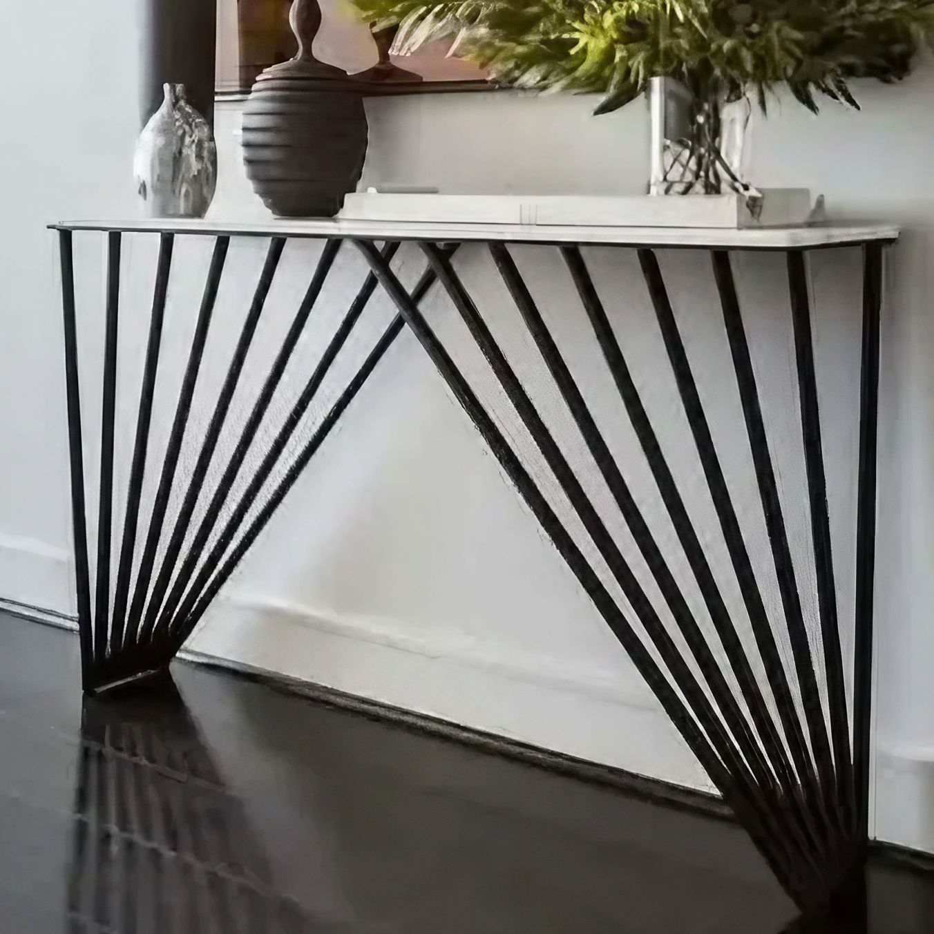 كونسول معدن بسطح رخام، 120*30*90 سم