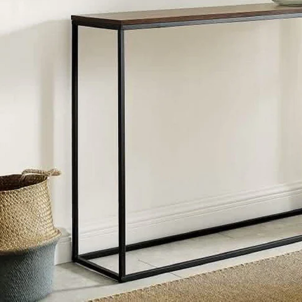 كونسول معدن بسطح خشب، 120*40*90 سم