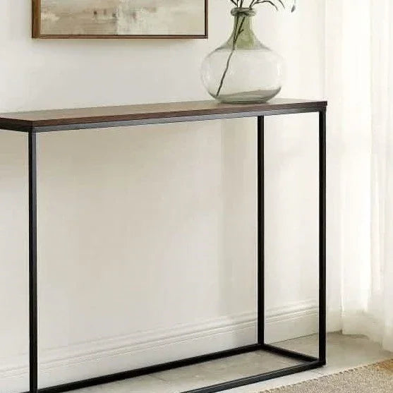 كونسول معدن بسطح خشب، 120*40*90 سم