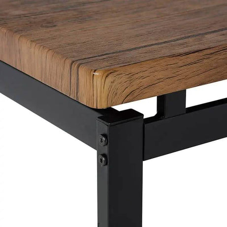 ترابيزة سفرة ستيل بسطح خشب، 120*80*75 سم