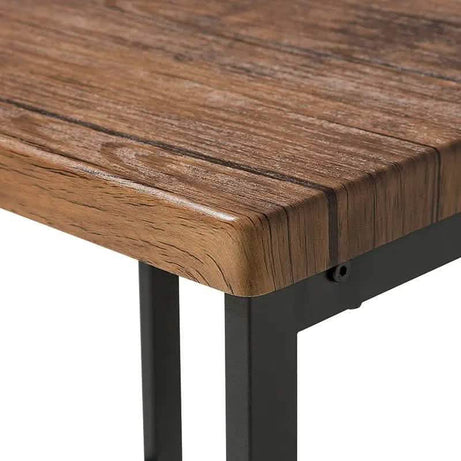 ترابيزة سفرة ستيل بسطح خشب، 120*80*75 سم