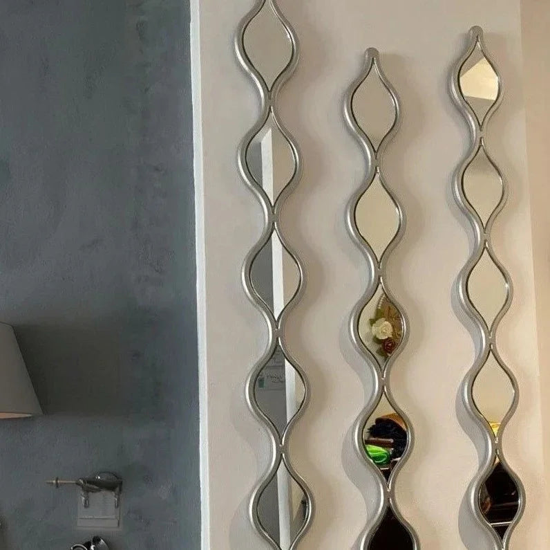 طقم مرايات ديكور حائط بإطار ام دي اف، 10*2*100 سم - 3 قطع