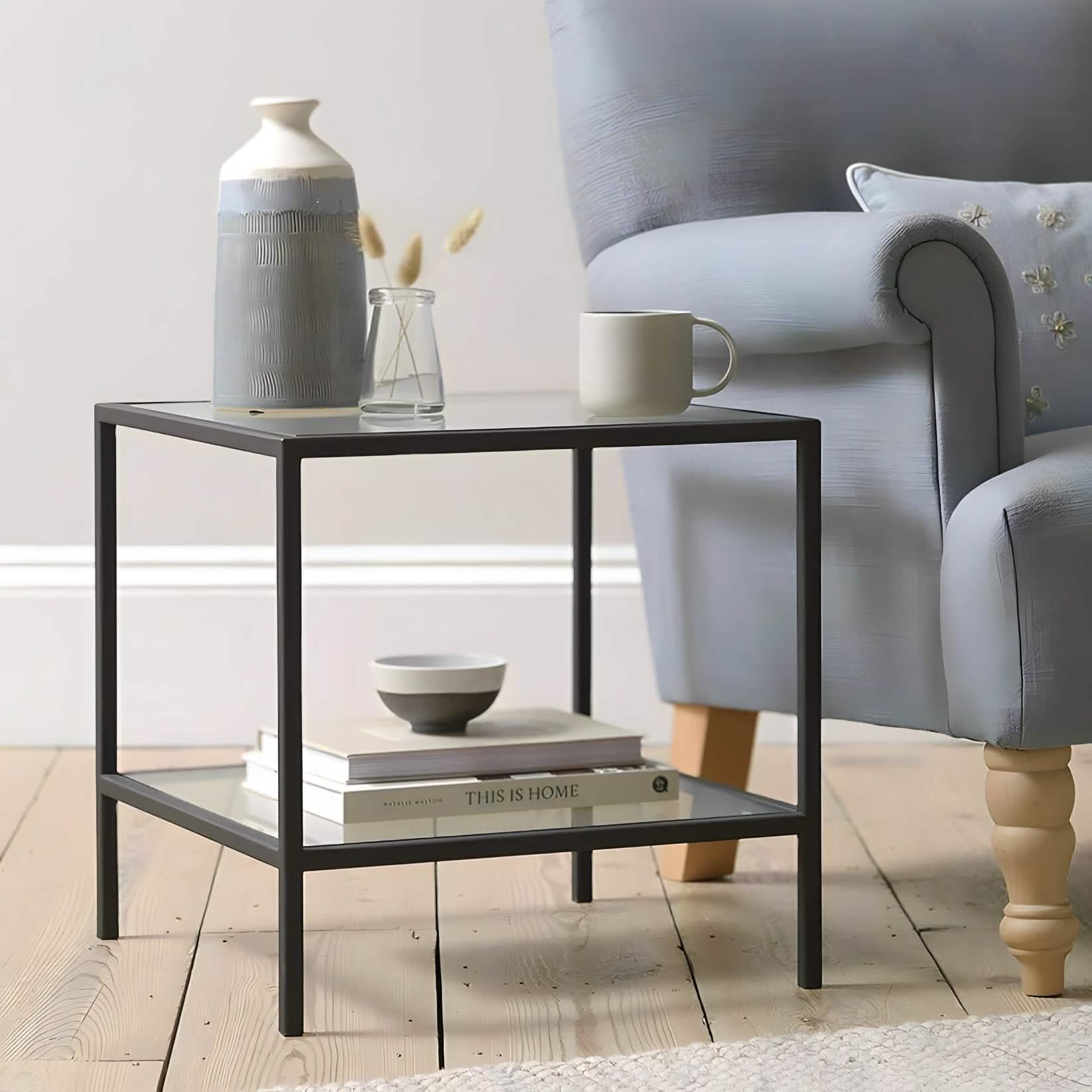 ترابيزة جانبية زجاج 50*50*60 سم - RON69 Royal Iron