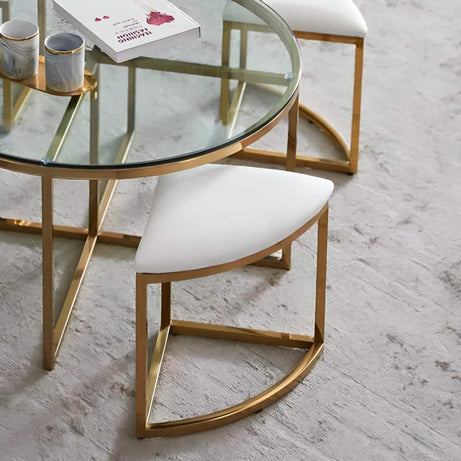 ترابيزة معدن و زجاج مع 4 كراسي - RON307 Royal Iron