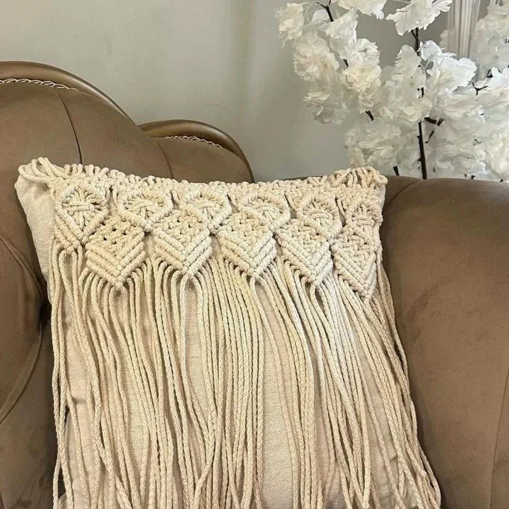 كوشن مكرمية قطن، 40*40 سم