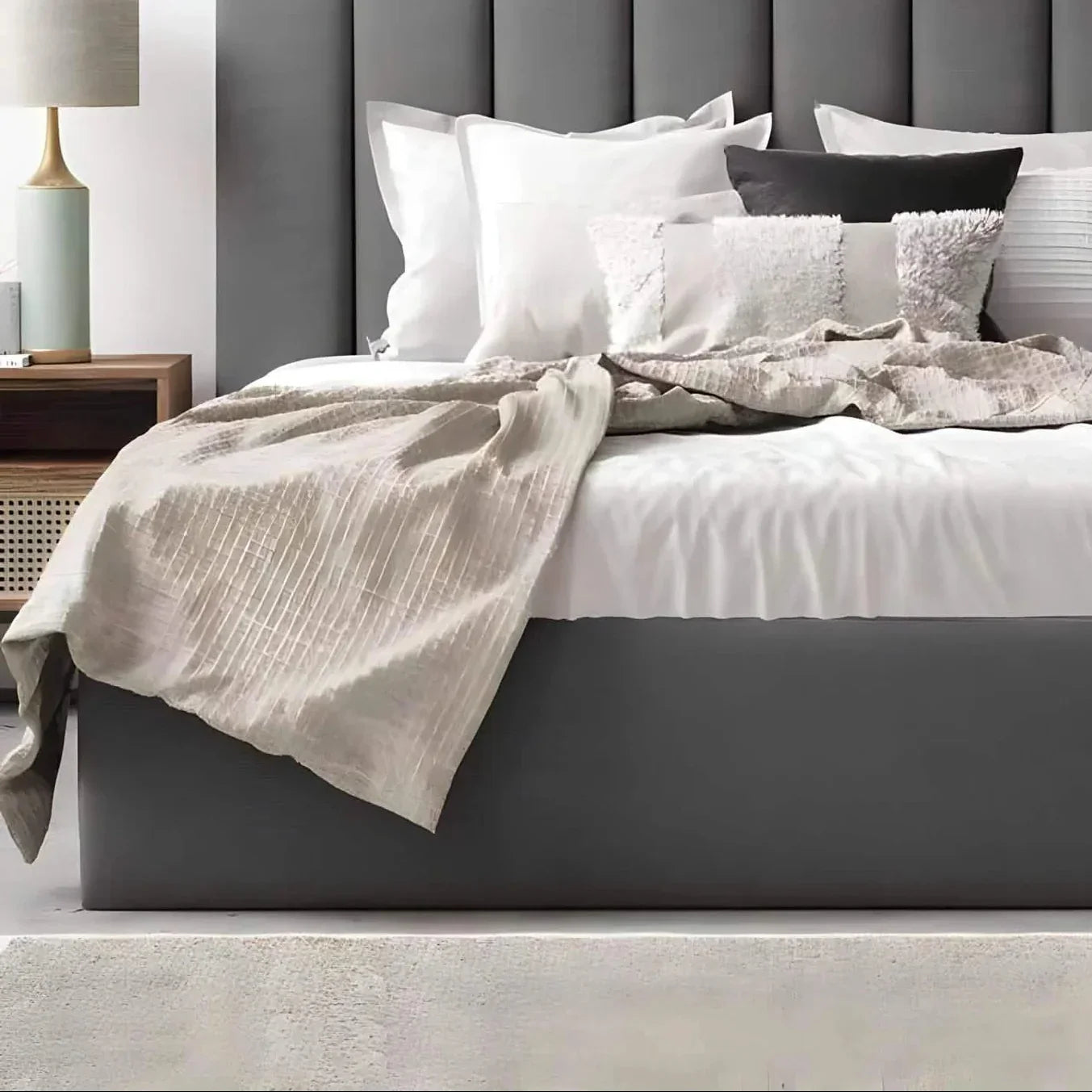 سرير كوين خشب موسكي، 150*195*120 سم