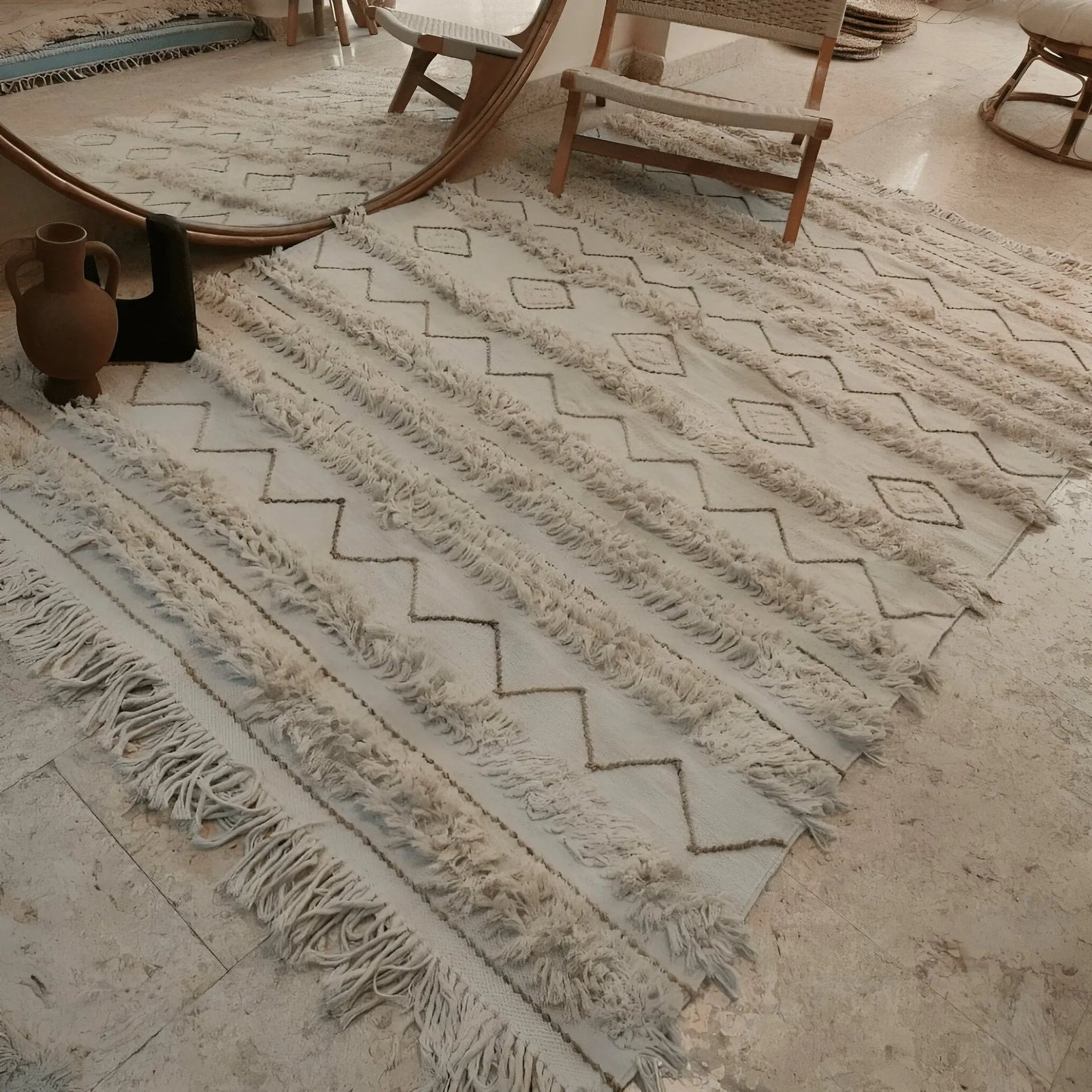 سجادة صوف لون بيج 150*200 سم - LUS85 - Homix