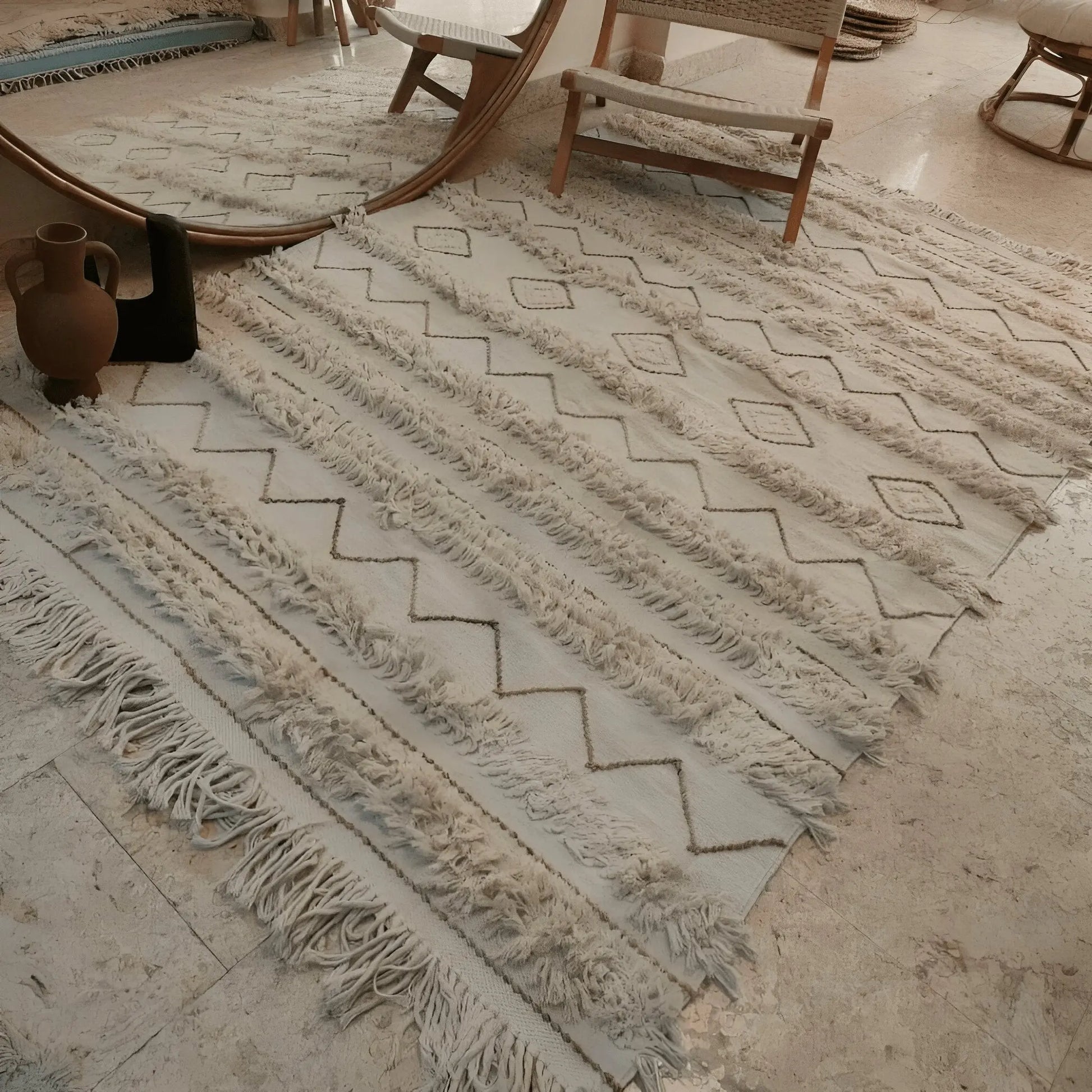 سجادة صوف لون بيج 150*200 سم - LUS85 - Homix
