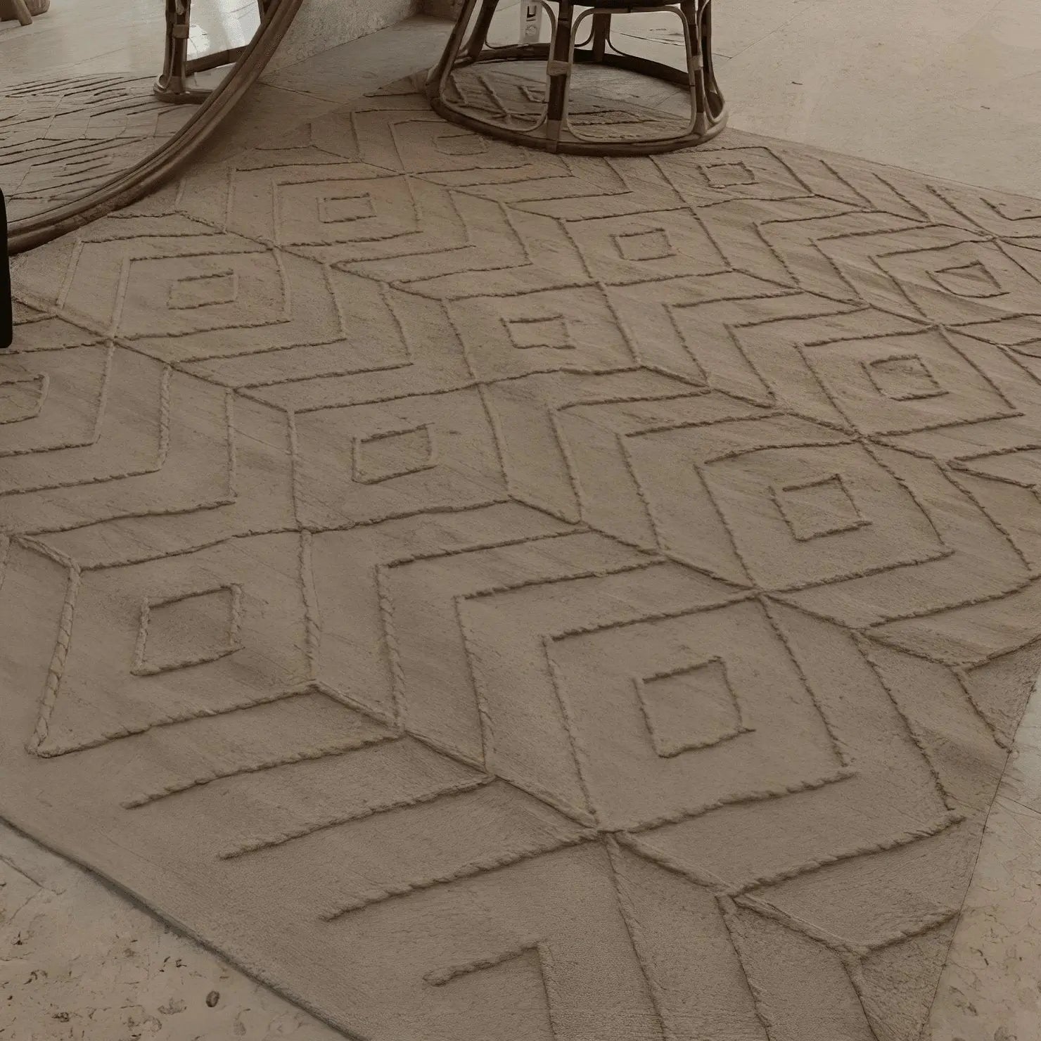 سجادة صوف لون بيج غامق 150*200 سم - LUS86 - Homix