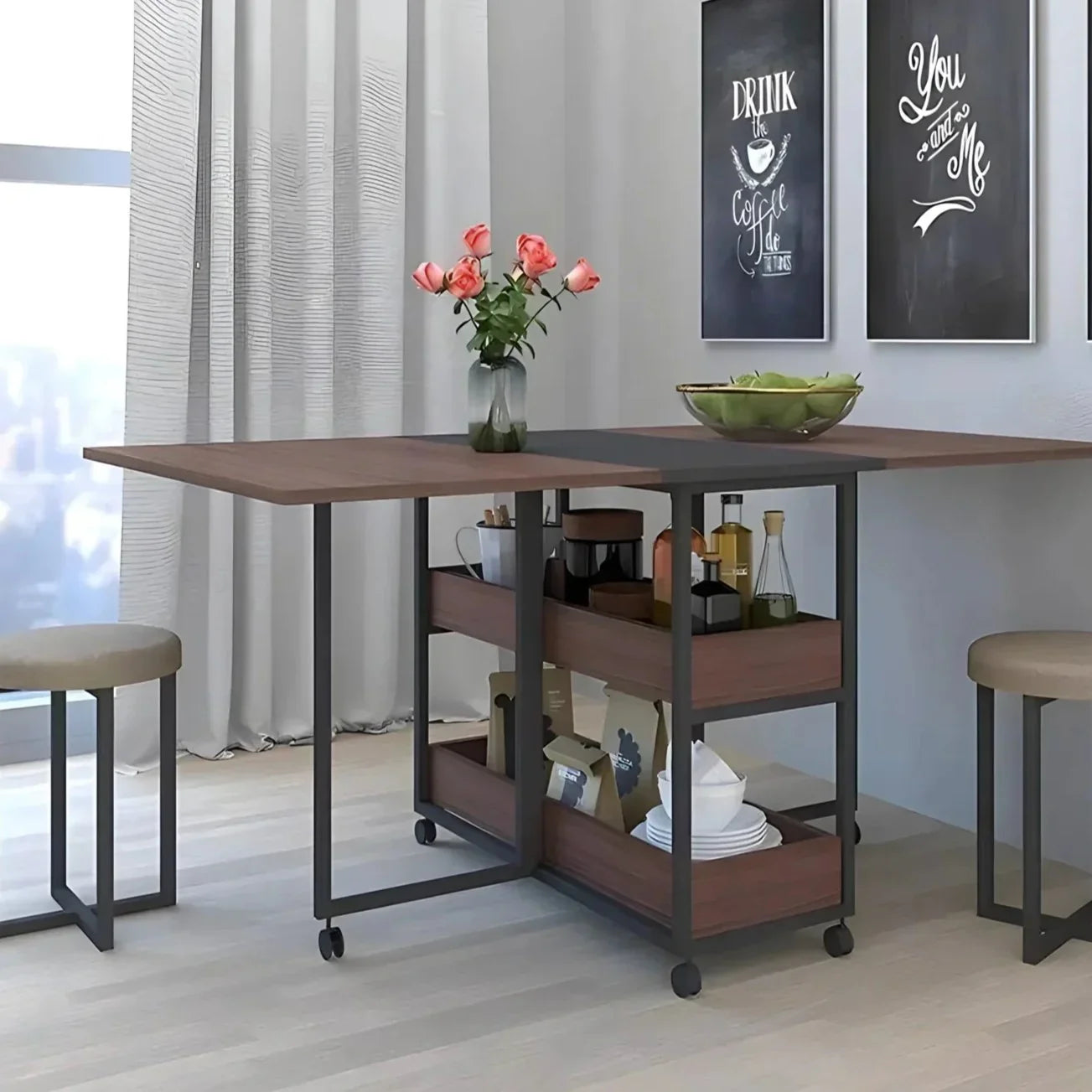 ترابيزة سفرة ستيل و ام دي اف، 150*90*75 سم