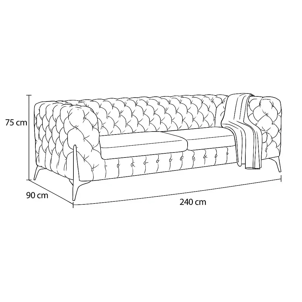 كنبة خشب زان، 240*90*75 سم
