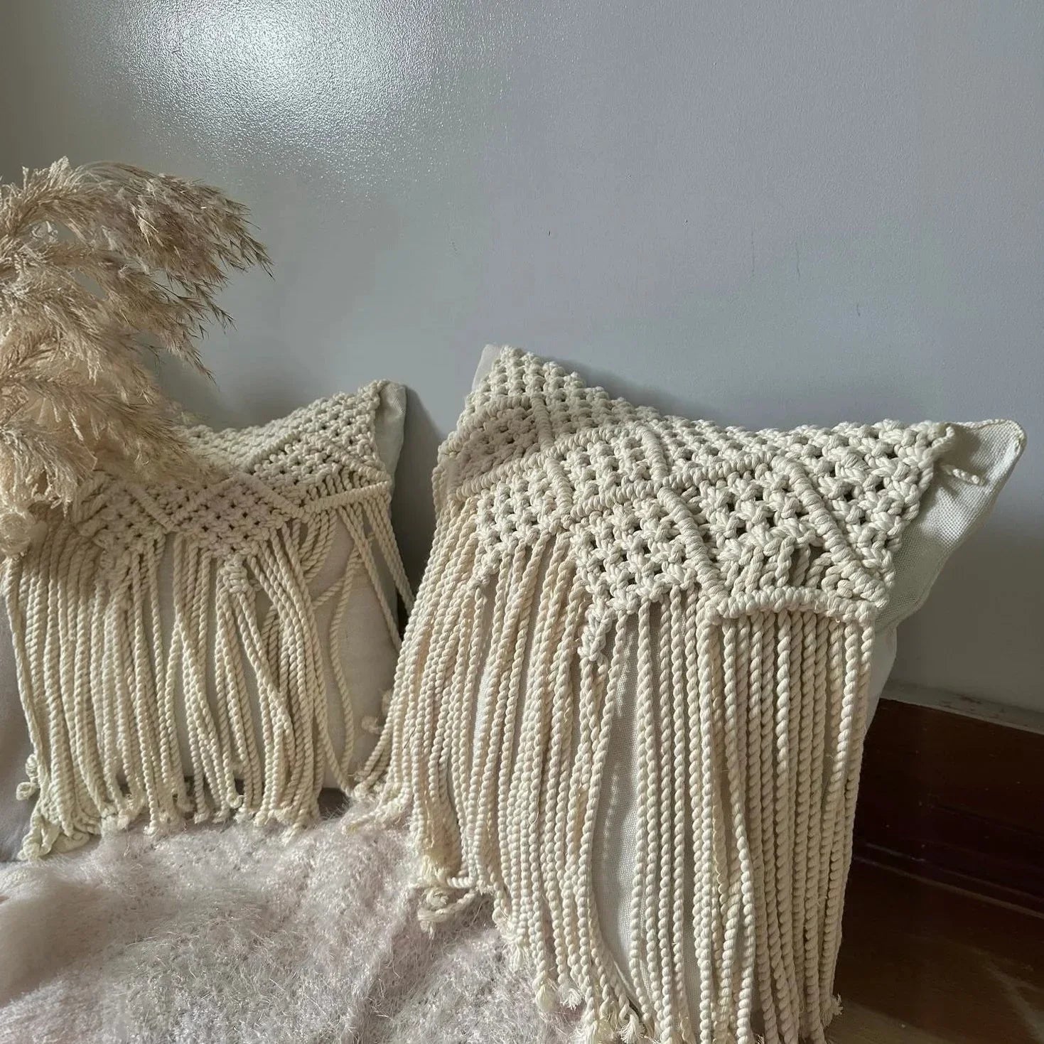 كوشن مكرمية قطن، 40*40 سم