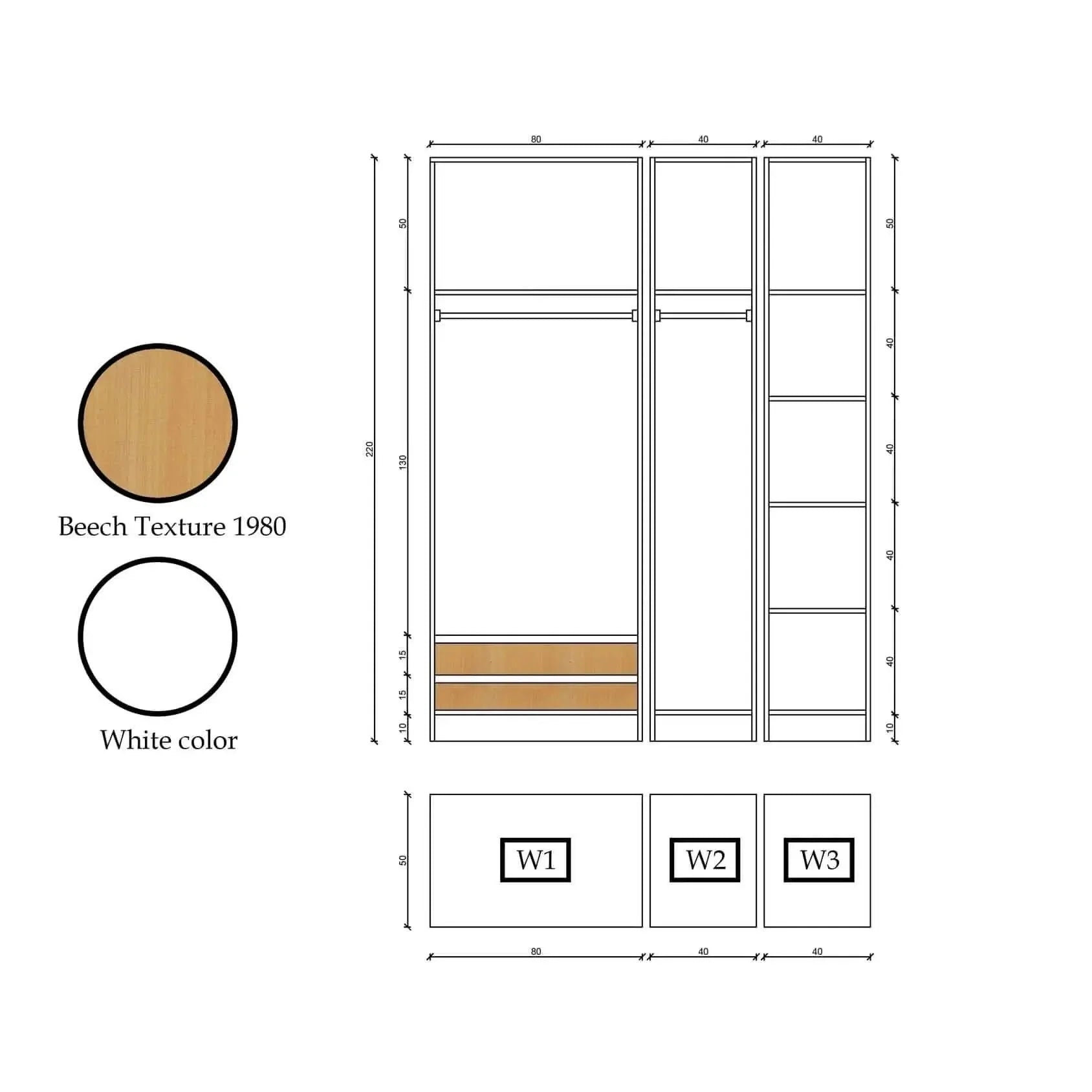 دريسينج ام دي اف 160*50*220 سم - HOR21 - Homix