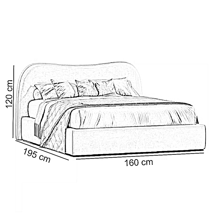 سرير كينج خشب موسكي، 160*195*120 سم