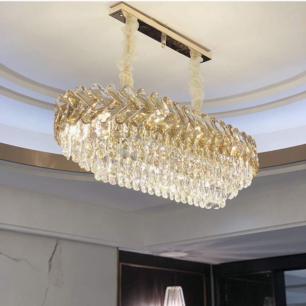 نجفة معدن و كريستال، 35*85 سم - ذهبي