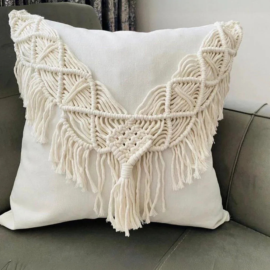 كوشن مكرمية قطن، 40*40 سم