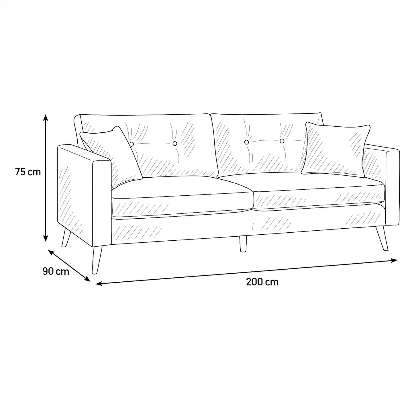 كنبة خشب زان، 200*90*75 سم