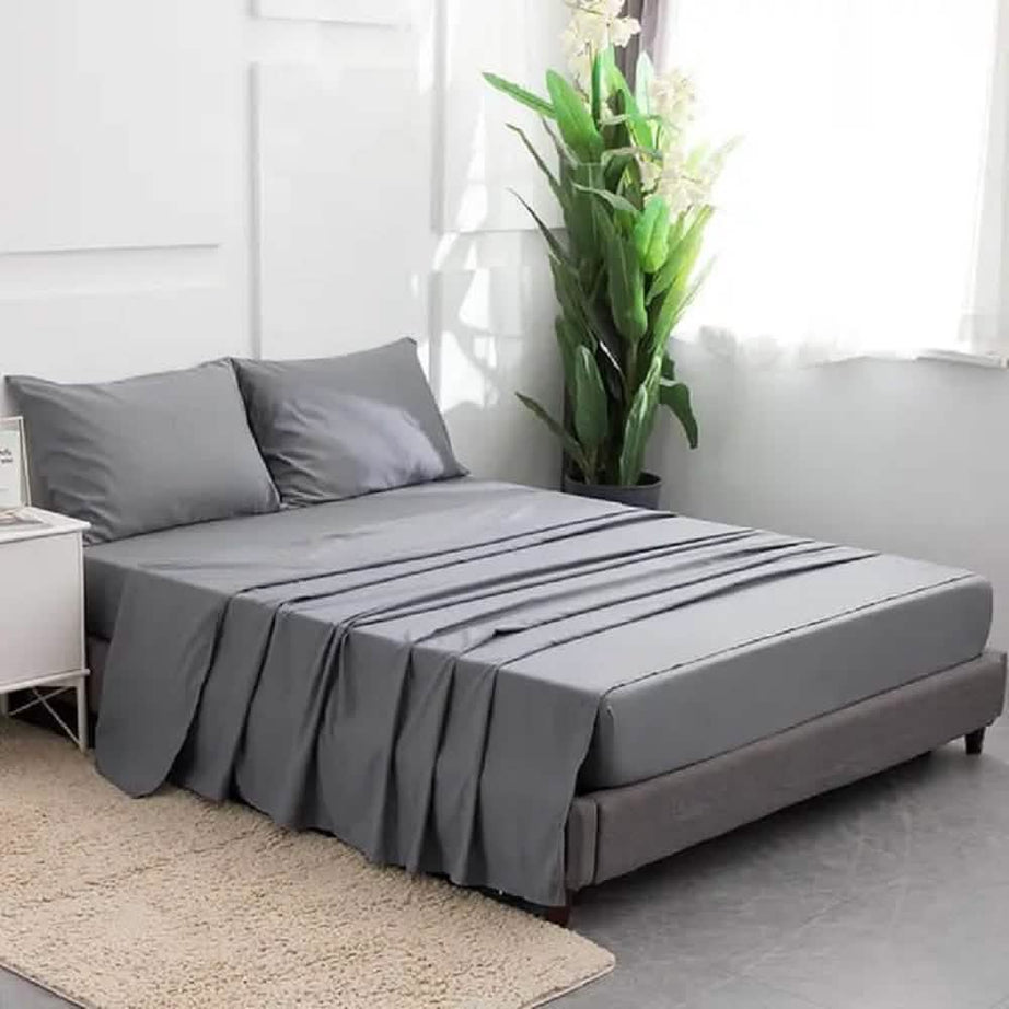 طقم ملاية سرير مايكروفايبر، 220*180 سم - رمادي