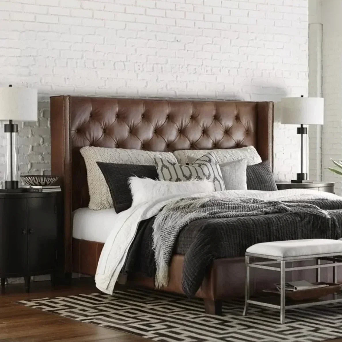 سرير كينج خشب ام دي اف و زان، 160*200*120 سم