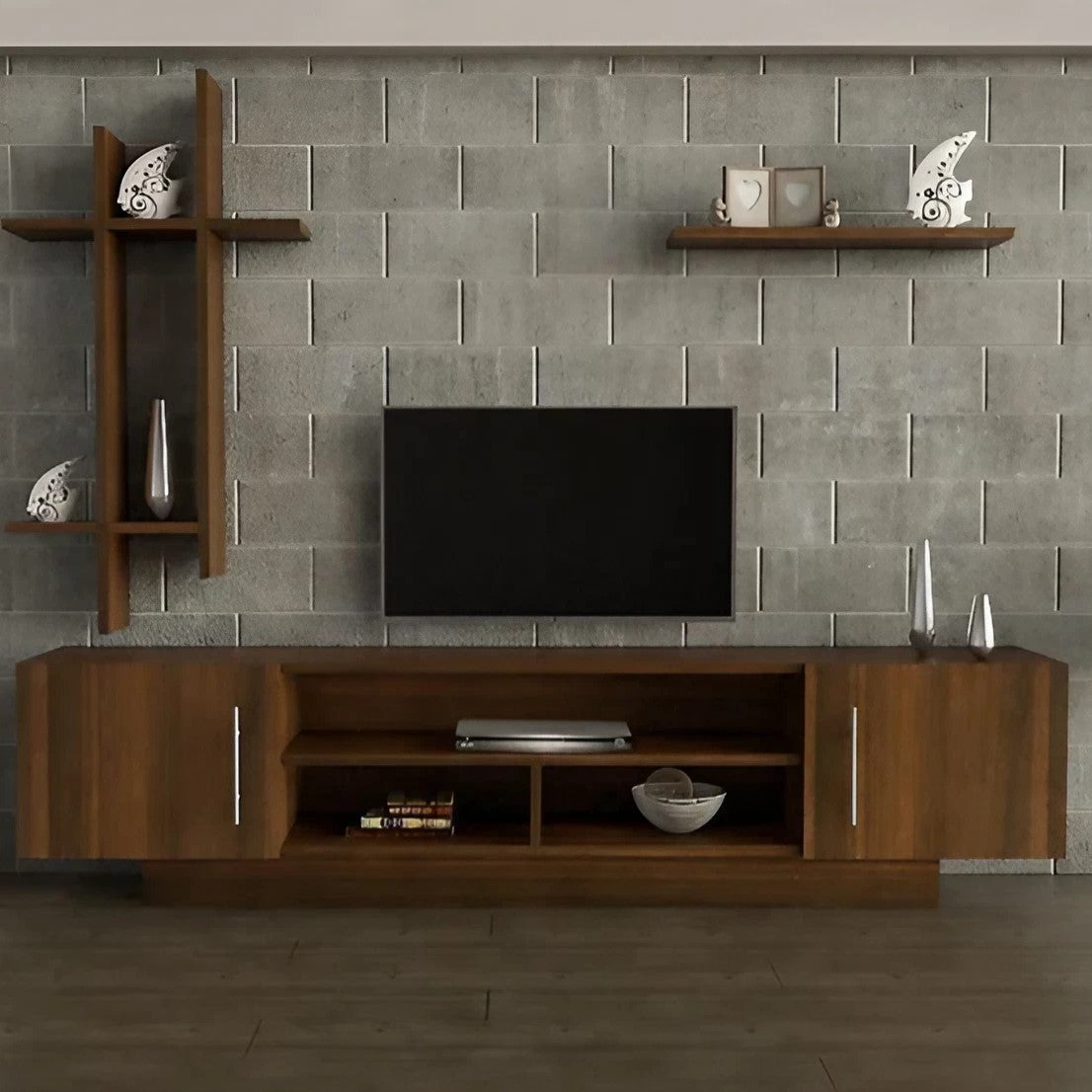 ترابيزة تليفزيون خشب ام دي اف، قطعتين