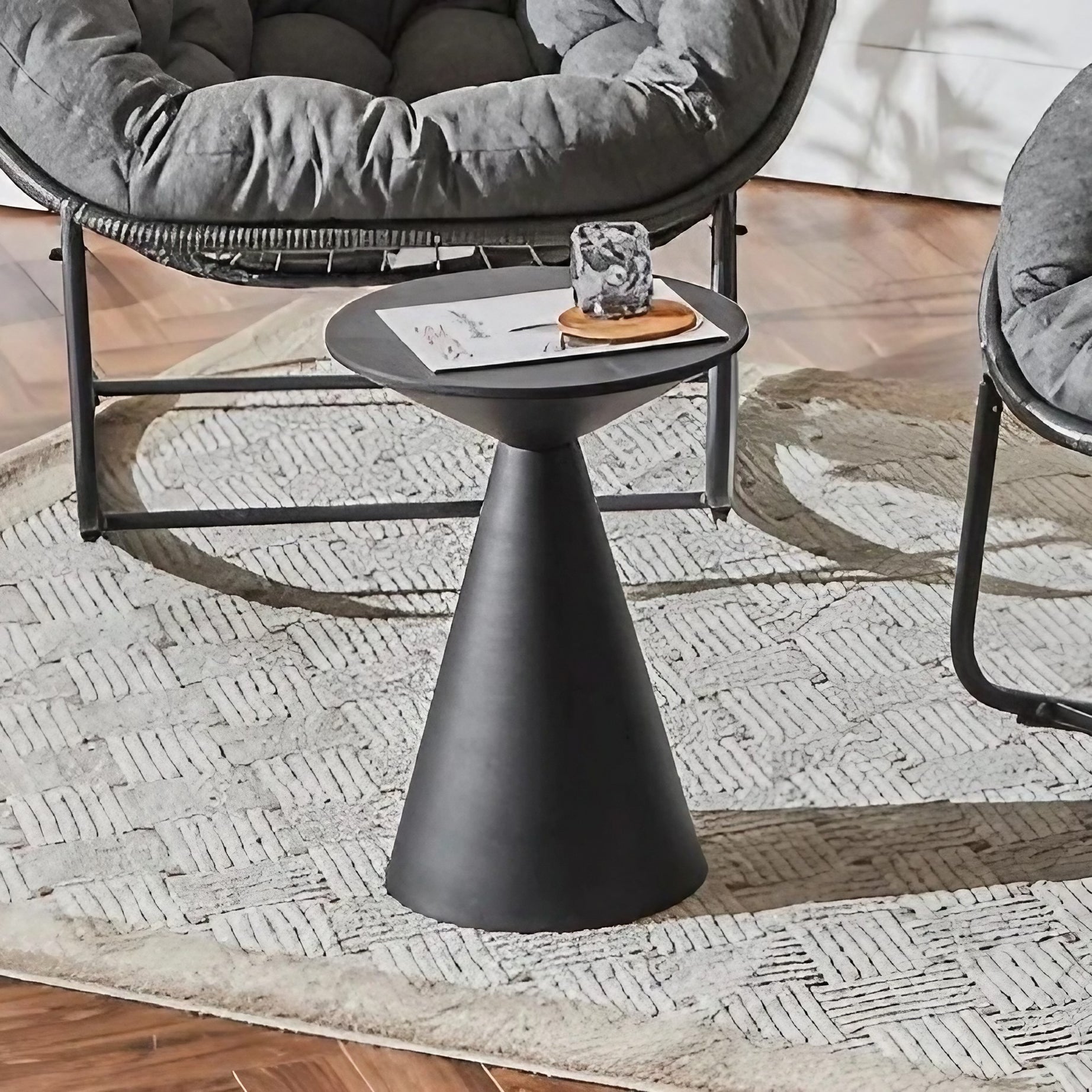 طقم كراسي هزاز خارجي مع ترابيزة خارجية ستيل ورتان، 3 قطع