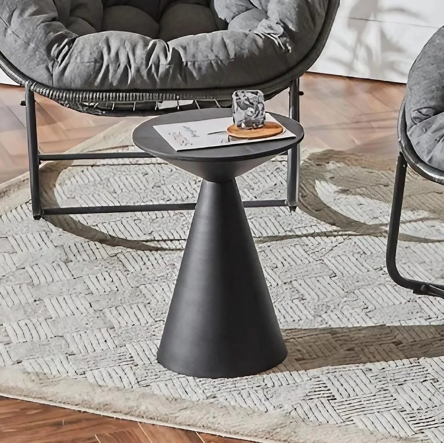 طقم كراسي هزاز خارجي مع ترابيزة خارجية ستيل ورتان، 3 قطع