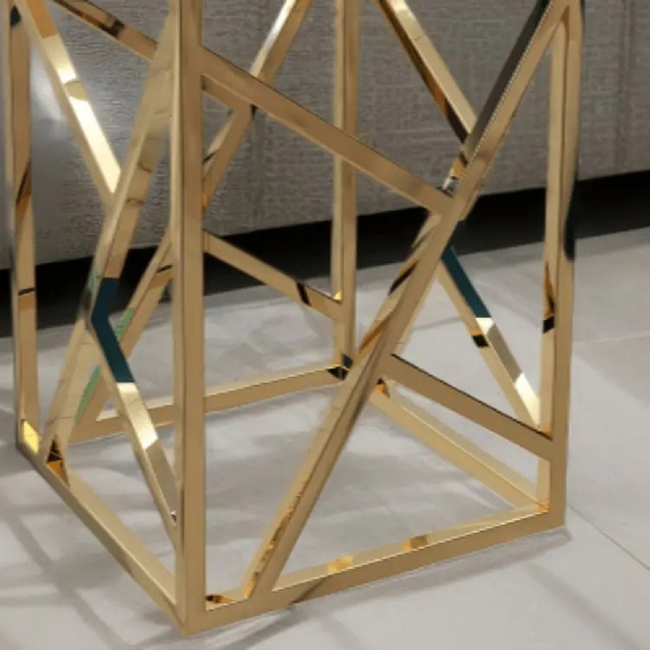 ترابيزة جانبية ستيل بسطح زجاج، 40*40*60 سم