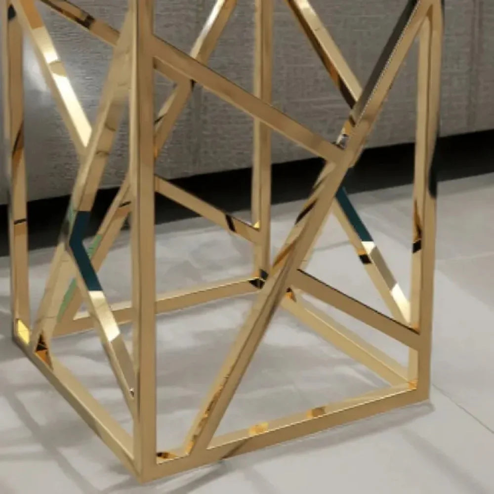 ترابيزة جانبية ستيل بسطح زجاج، 40*40*60 سم