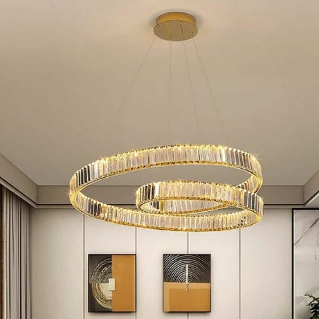 نجفة ستيل و كريستال، 60*85 سم- ذهبي