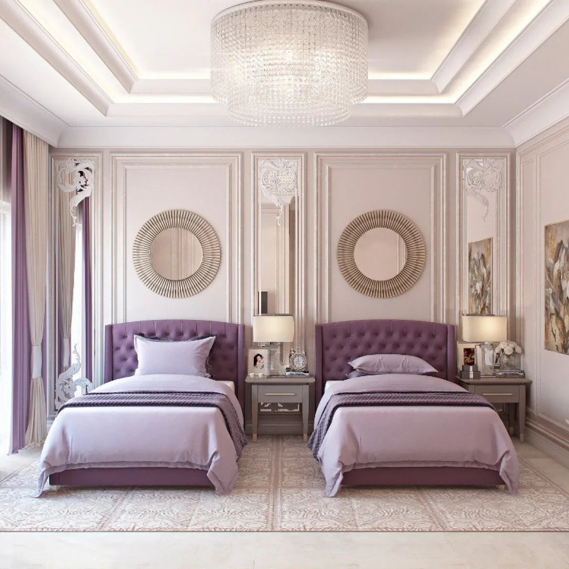 سريرين فردي خشب ام دي اف و زان، 120*200*120 سم