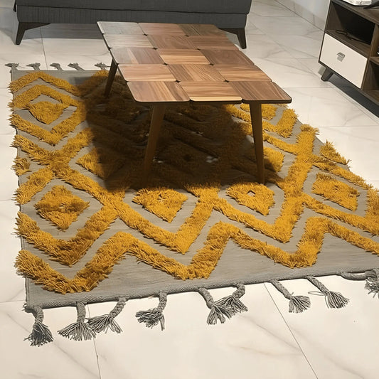 سجادة صوف لون اصفر ورمادي 200*300 سم - LUS129 - Homix