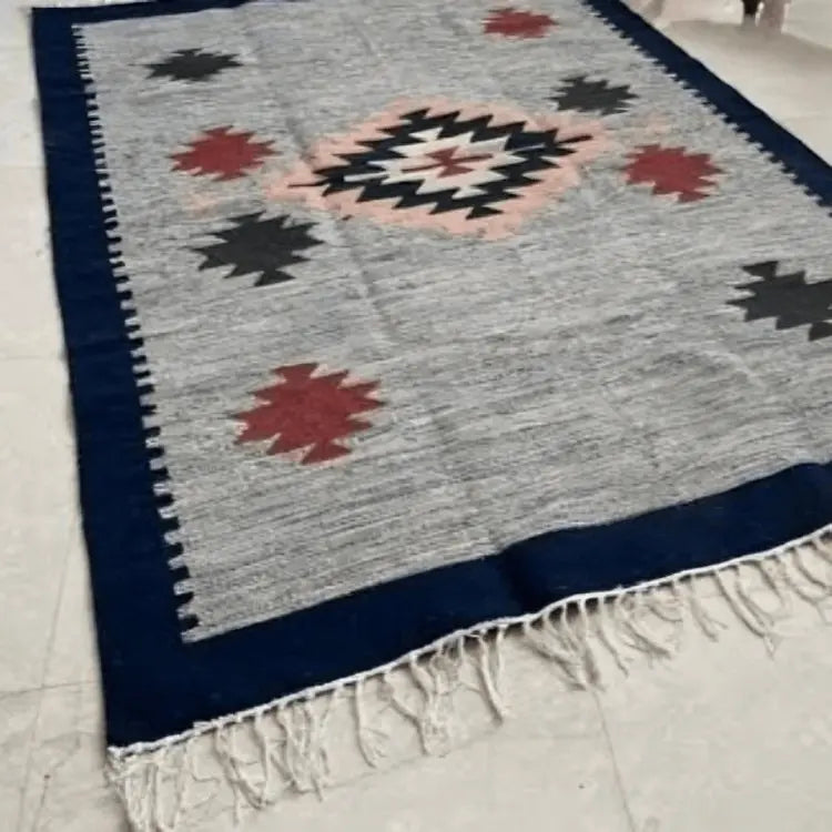 سجادة صوف أزرق غامق و رمادي 200*300 سم - LUS140 - Homix
