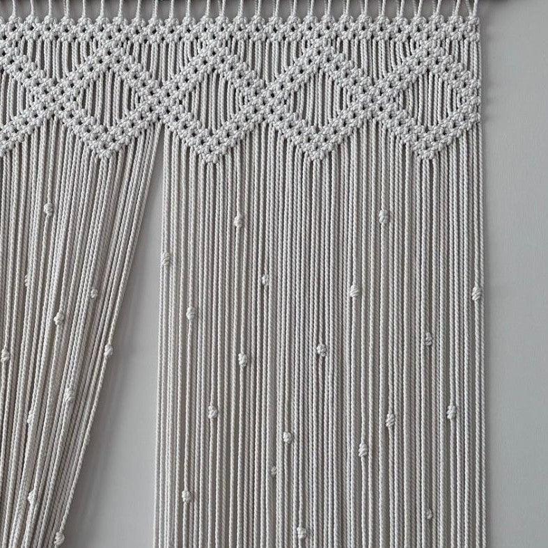 ستارة مكرمية قطن وخشب طبيعي، 230*100 سم