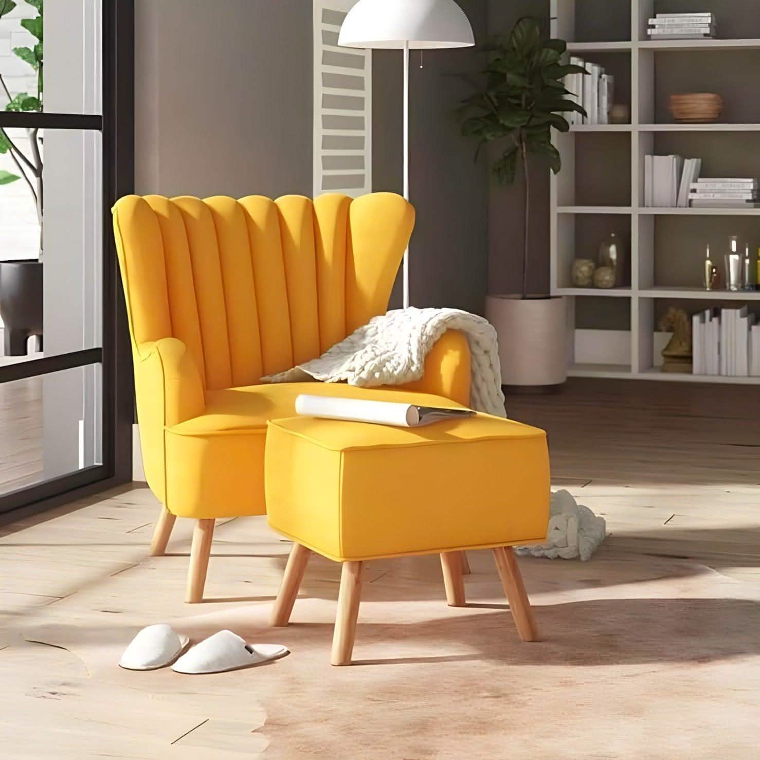 طقم كرسي مع بف خشب زان، قطعتين