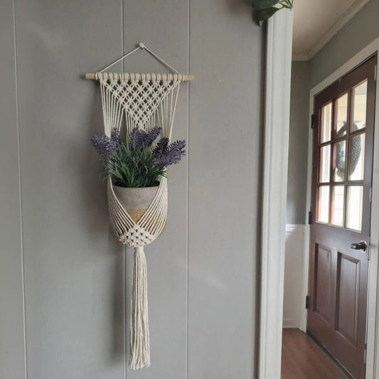 مكرمية حامل أواني زرع قطن و موسكي، 20*75 سم