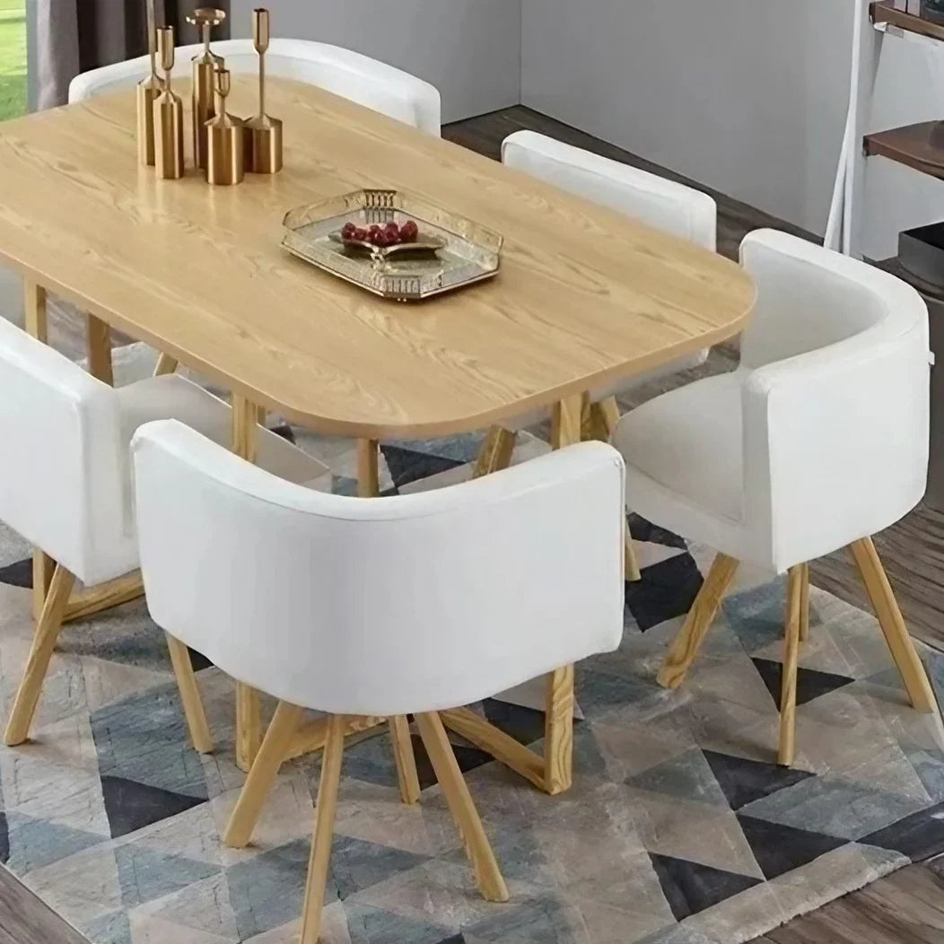 طقم سفرة خشب زان و كونتر، 7 قطع