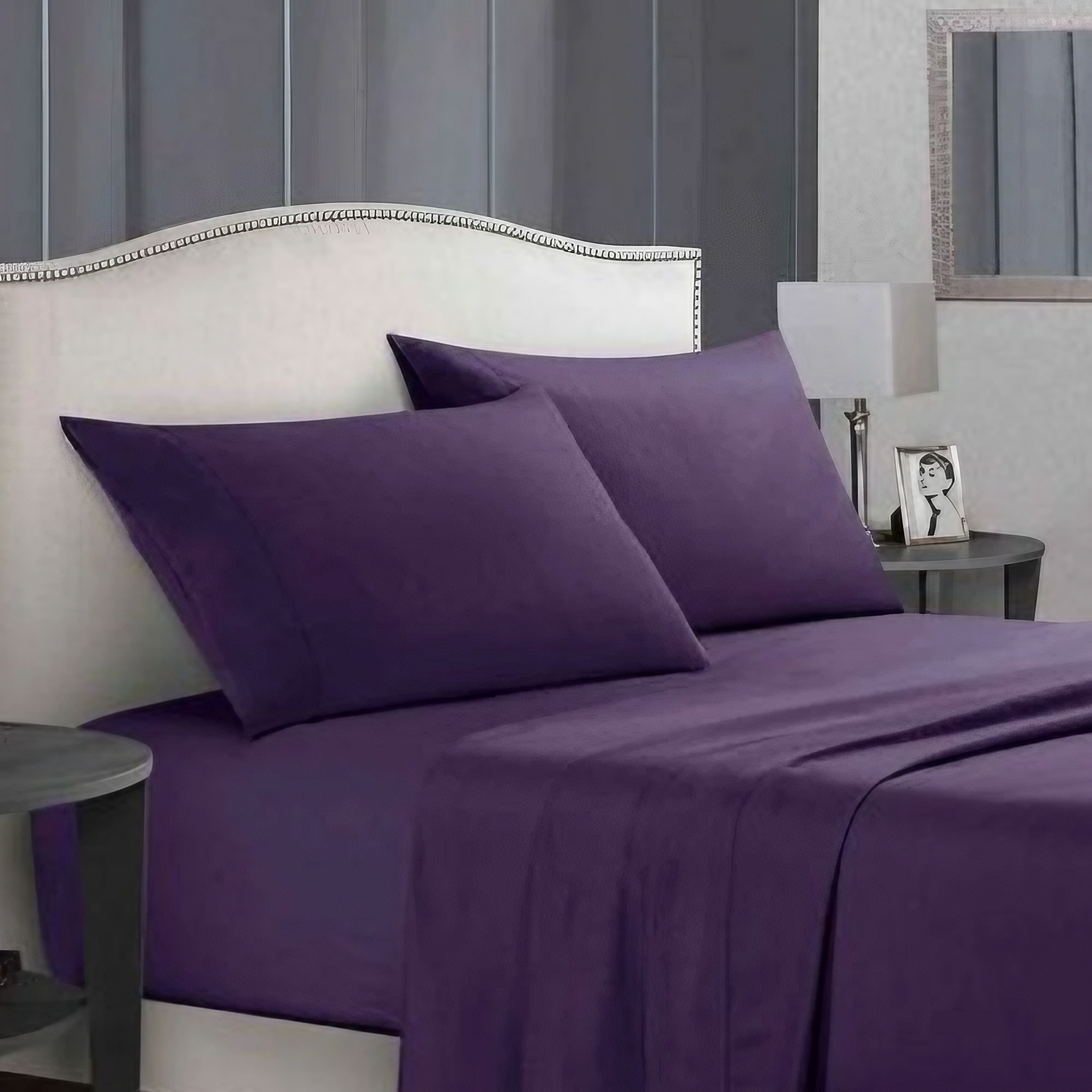 طقم ملاية سرير مايكروفايبر، 220*180 سم - موف