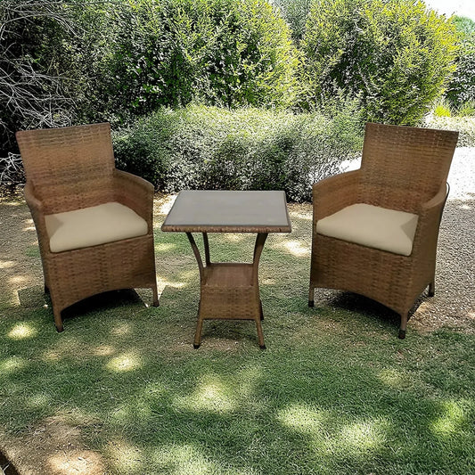 طقم للحدائق معدن و راتان، 3 قطع