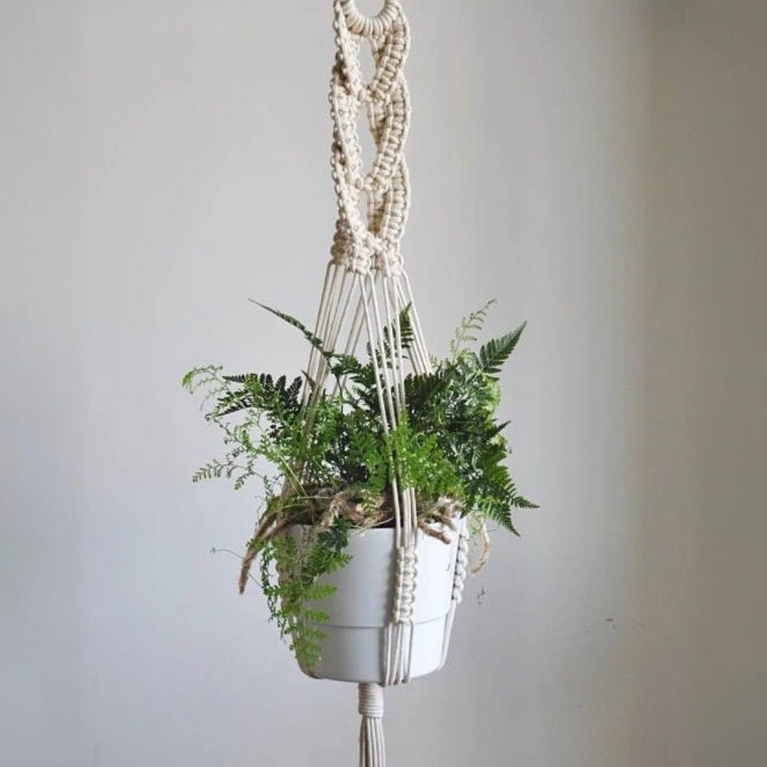 مكرمية حامل أواني زرع قطن و موسكي،75 سم