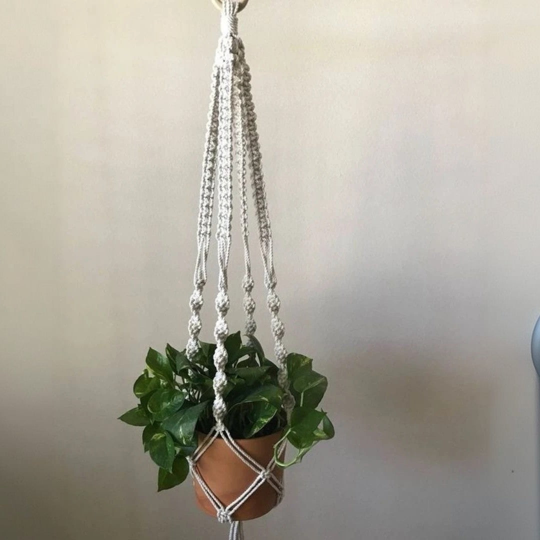 
مكرمية حامل أواني زرع قطن ،85 سم
