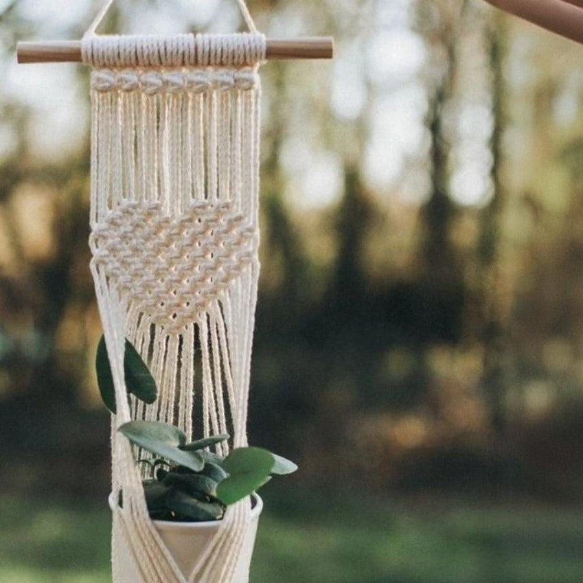 مكرمية حامل أواني زرع قطن و موسكي، 15*75 سم